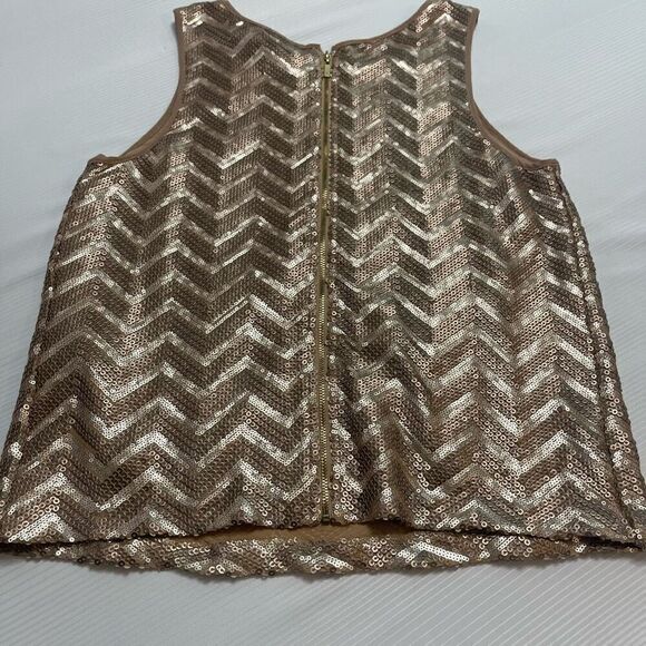 NWT Bebe Uptown Leather And Shine Gold Sequin Tank Top Size Medium New - Picture 6 of 7
